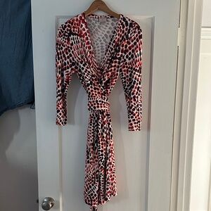 Banana Republic Red Printed Wrap Dress Medium